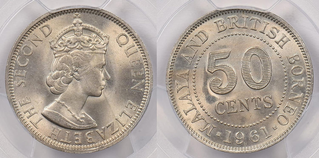 Collectible Coin Malaya and British Borneo 1961 50 Cents PCGS MS 65 rare condition PC1274