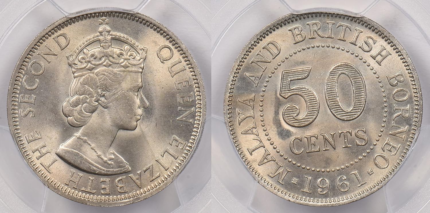 Collectible Coin Malaya and British Borneo 1961 50 Cents PCGS MS 65 rare condition PC1274