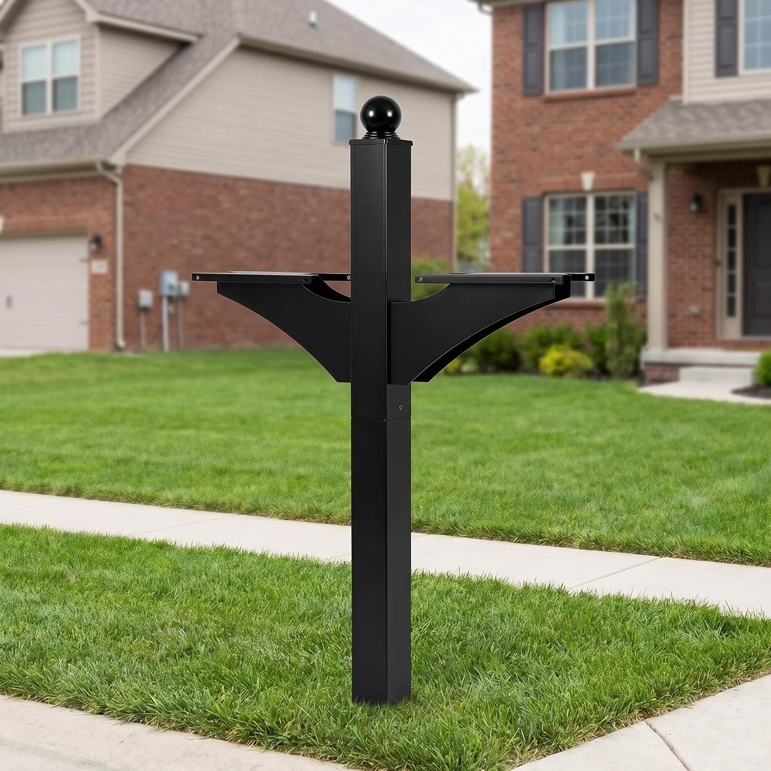 Colingmill Double Mailbox Post, Heavy Duty Iron Mailbox Stand Multifunctional Yard Solution for Duplex Homes Multi Family Homes(Mailboxes Not Included)