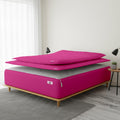 COTTON STICH 600 TC Zipper Fitted Sheet, 100% Egyptian Cotton, 18' Deep Pocket, Easy Zip Change, All-Around Secure Fit - Queen Size Bed - Hot Pink
