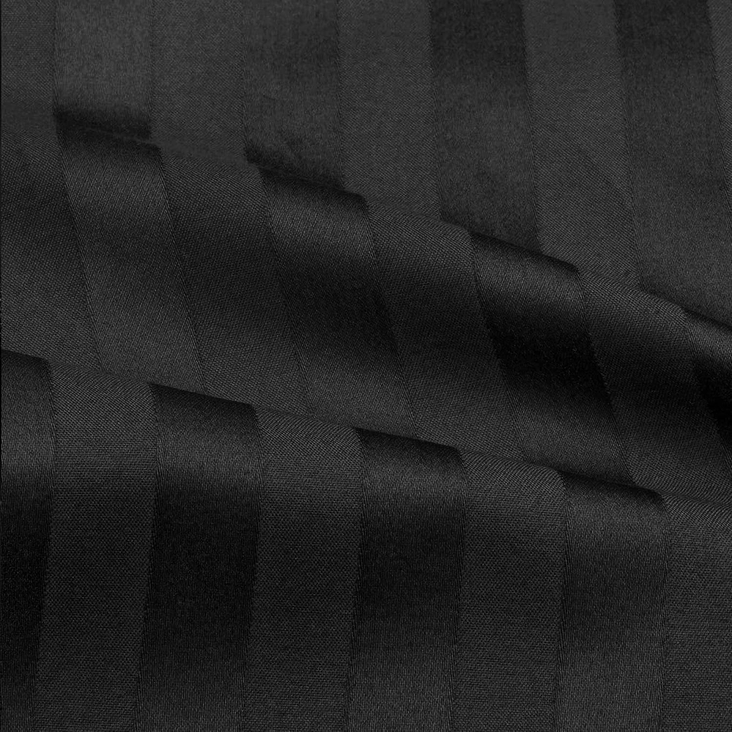 Breathable Luxury Bedding ! 800 Thread Count 100% Egyptian Cotton Queen Size 4 Piece Sheet Set Fit 15' Inch to 18' Inch Deep Pocket Stripe. Black