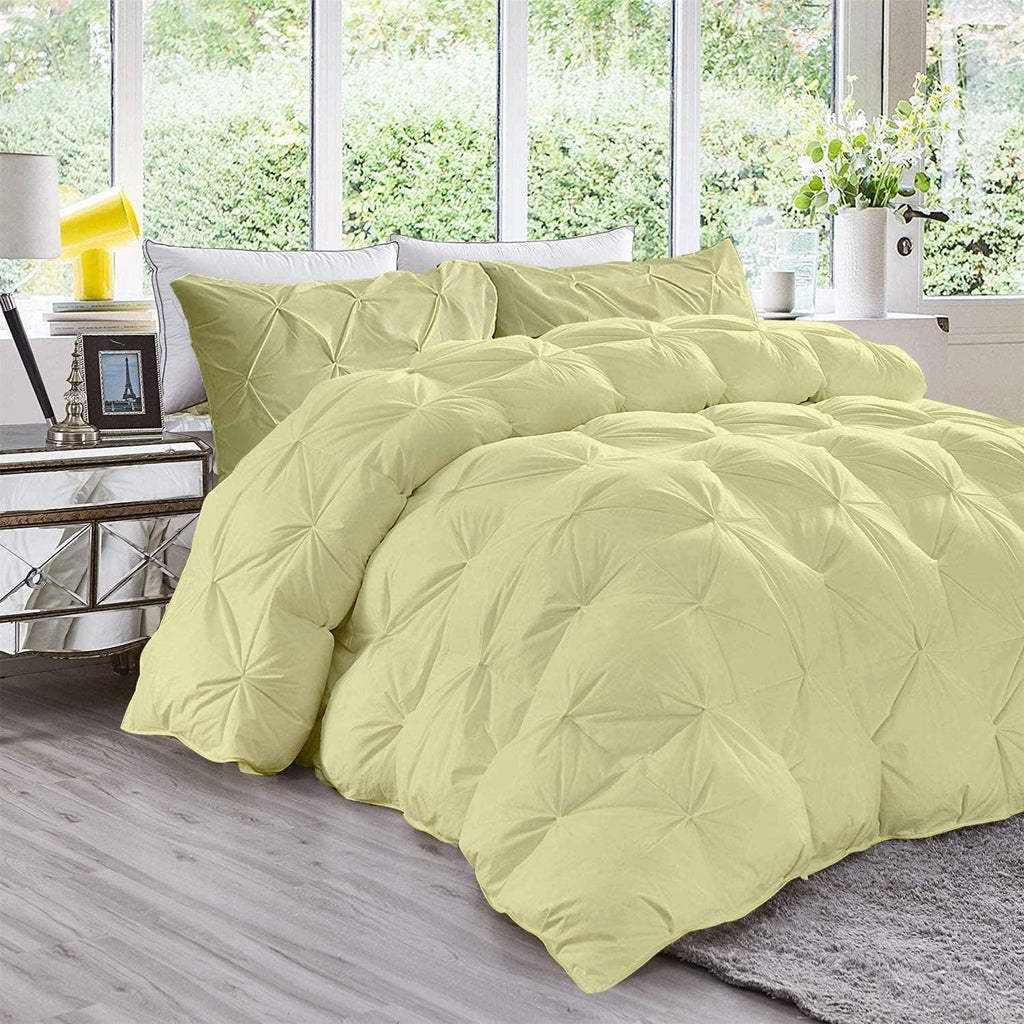 Pinch Pleated Soft 400 GSM All Season Ivory 5 Piece Queen Size Comforter Set (Comforter + 4 Pillowcases) 600 Series Egyptian Cotton Comforter Bedding Set