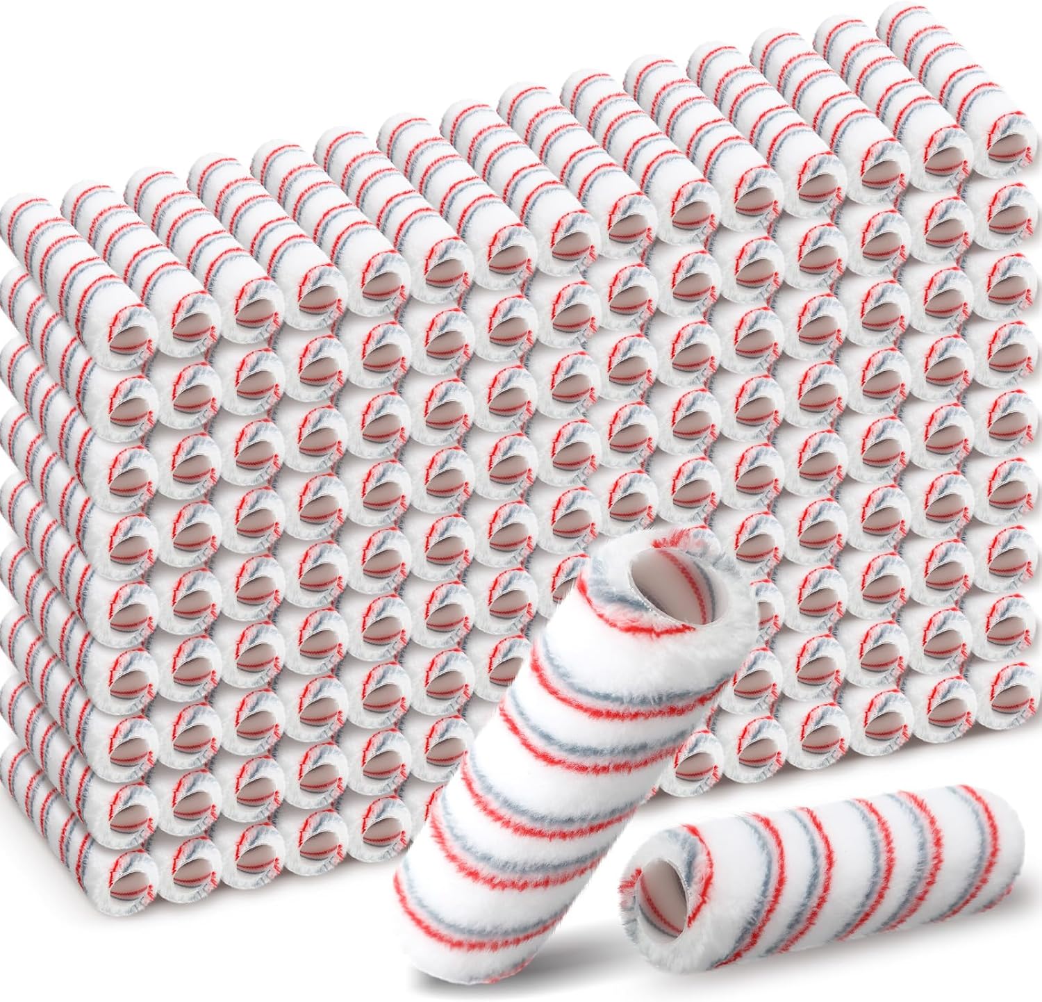 Leumoi 120 Pcs Paint Roller Covers, 1/2 Nap 9' Roller Covers, High Capacity Microfiber Naps for Wall Paint Kit Home Repair Tools Painting Supplies(Red Gray)