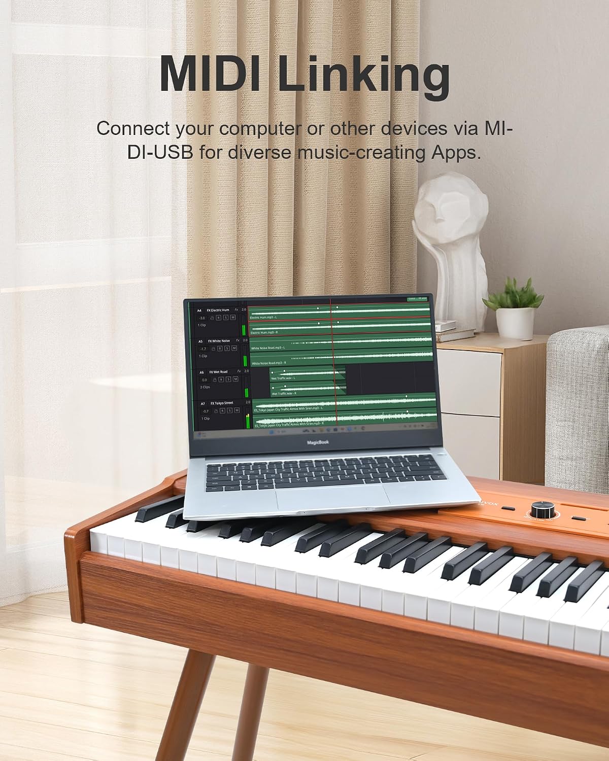 88 Key Full Weighted Electric Piano Keyboard with Stand-Professional Digital Piano, Full-Size Hammer-Action Keyboard for Beginners, with Sheet Music Stand, Pedal, USB-MIDI & Headphone Mode