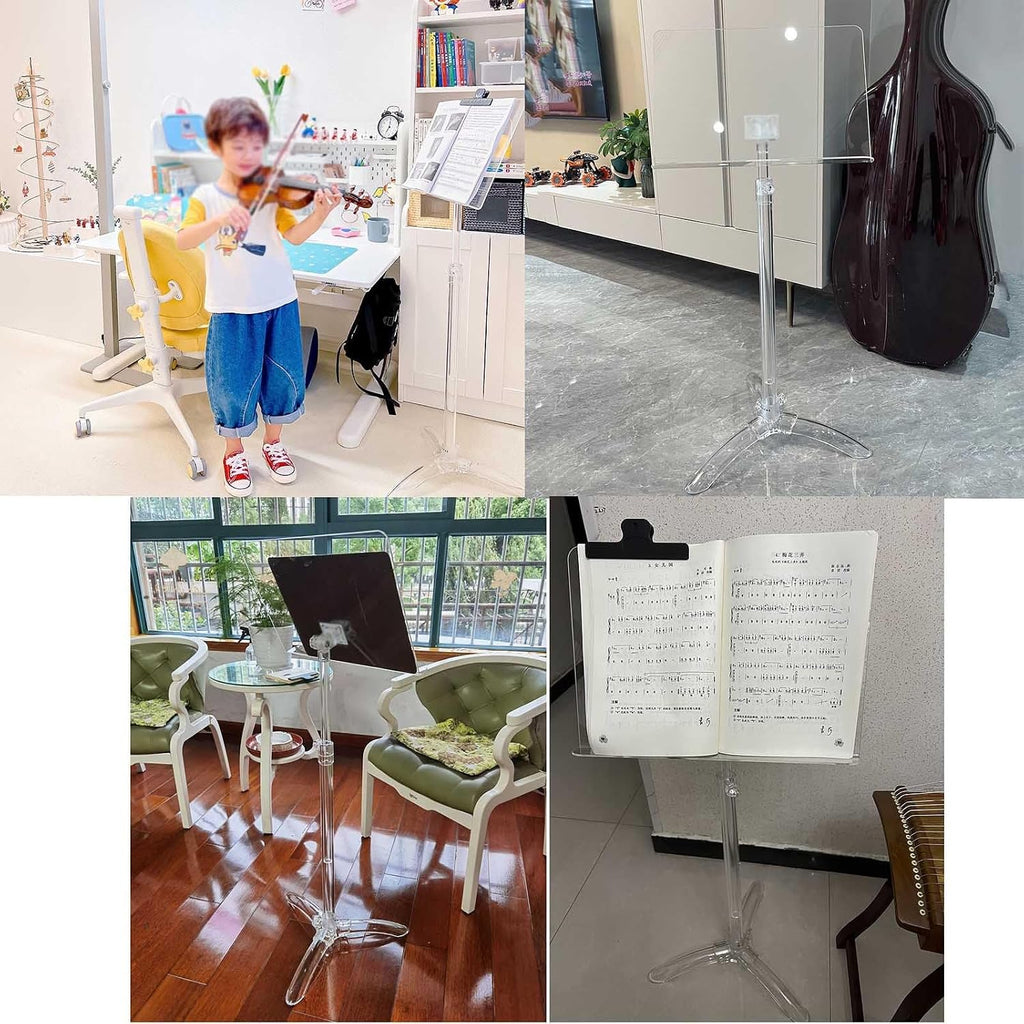 WORDFUN Clear Sheet Music Stand, Acrylic Music Book Stand, Orchestral Music Stand, Height Adjustable, Stable ButterflyMusic Stand for Sheet Music, Easy to Carry