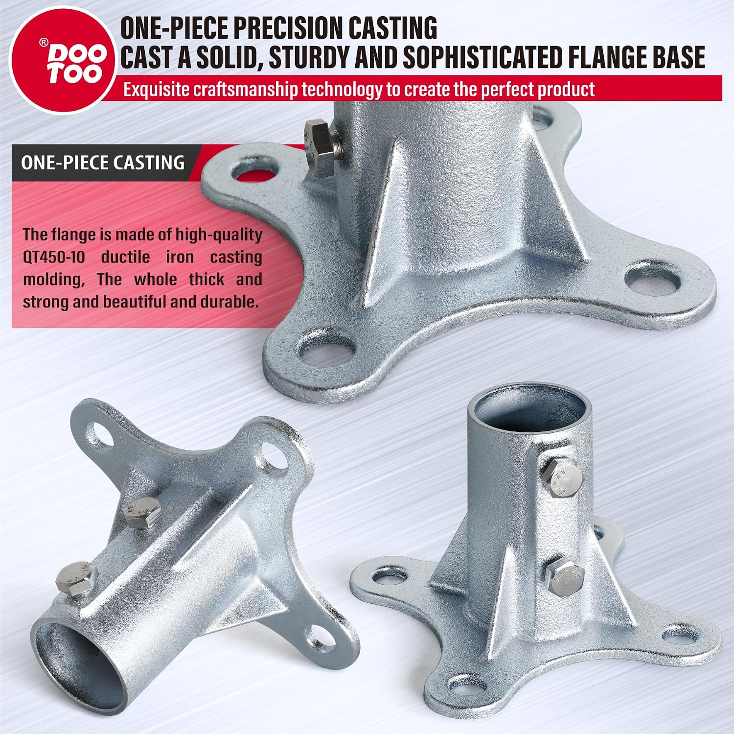 Chain Link Fence Post Flange - 2' Heavy Duty Round Post Base Bracket (6-Pack) Fits 1-7/8' Outer Diameter Fence/Mailbox/Flag Posts - Floor Mount Flange Kit