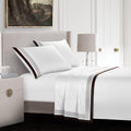 Casabolaj Shading 100% Egyptain Cotton Sateen Sheets Set,Hotel Collection Luxury Modern Style,400 Thread Count(White,Queen)