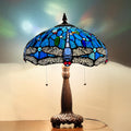 Capulina Tiffany Lamp Stained Glass Table Lamp 2-Light 16X16X24 Inches Blue Dragonfly Tiffany Style Desk Lamp for Bedrooms Living Room Study Office