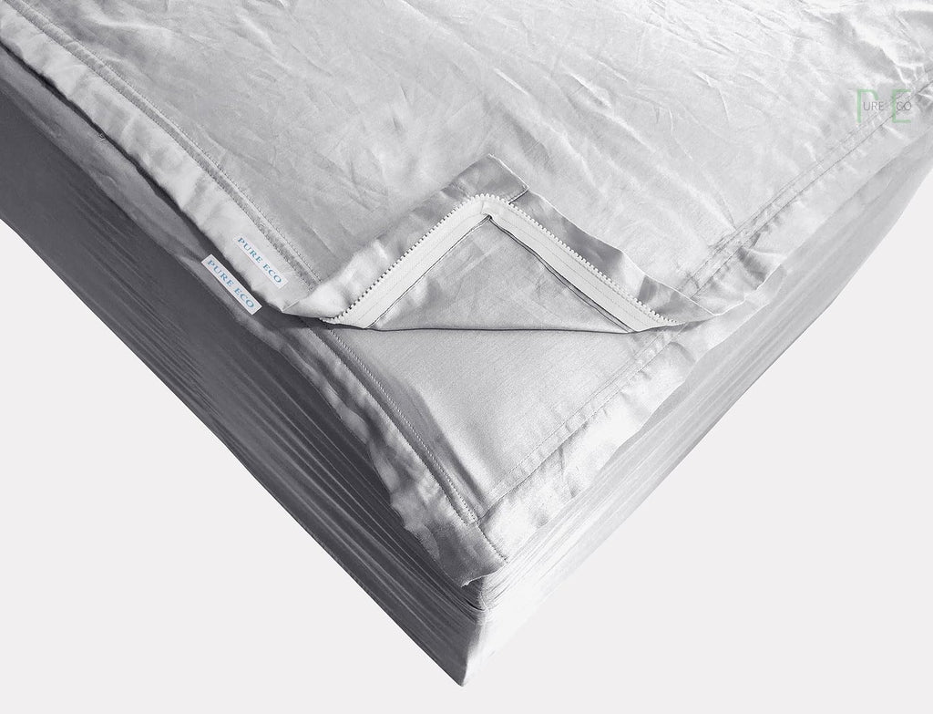 Zip On Sheets Full XL Size Zipper Sheets - Includes 1 Fitted Base + 2 Zip On Sheet - Upto 16' Inch Deep Pockets - Easy to Use, Won't Pop Off - Soft Microfiber Full XL Size 54X80 - Silver Gray