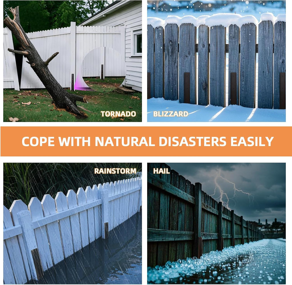 Fence Post Repair Kit, Quick Fix for Leaning/Broken 4x4/6x6 Fence Post Repair Stakes Kit Heavy Duty, Adjustable Angle, Solid Metal Anti-Rust Paint, 4 Pack/Brown