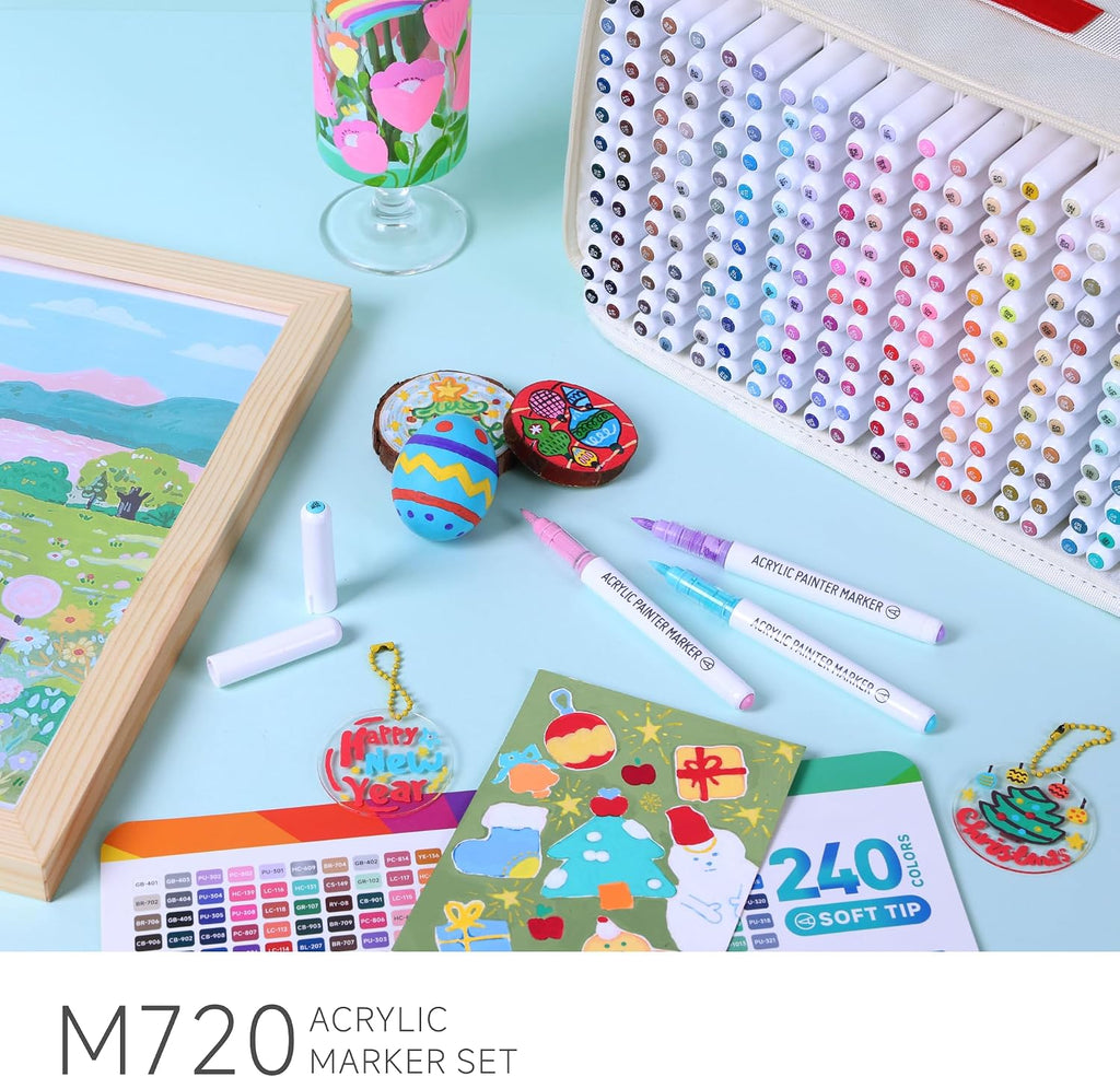 Ddaowanx 288 Colors Acrylic Paint Markers, Soft Brush Tip Marker Pens Set, Acrylic Paint Pens for Fabric, Wood, Stone, Canvas, Glass, Egg, Rock Painting, DIY Crafts and Art Supplies
