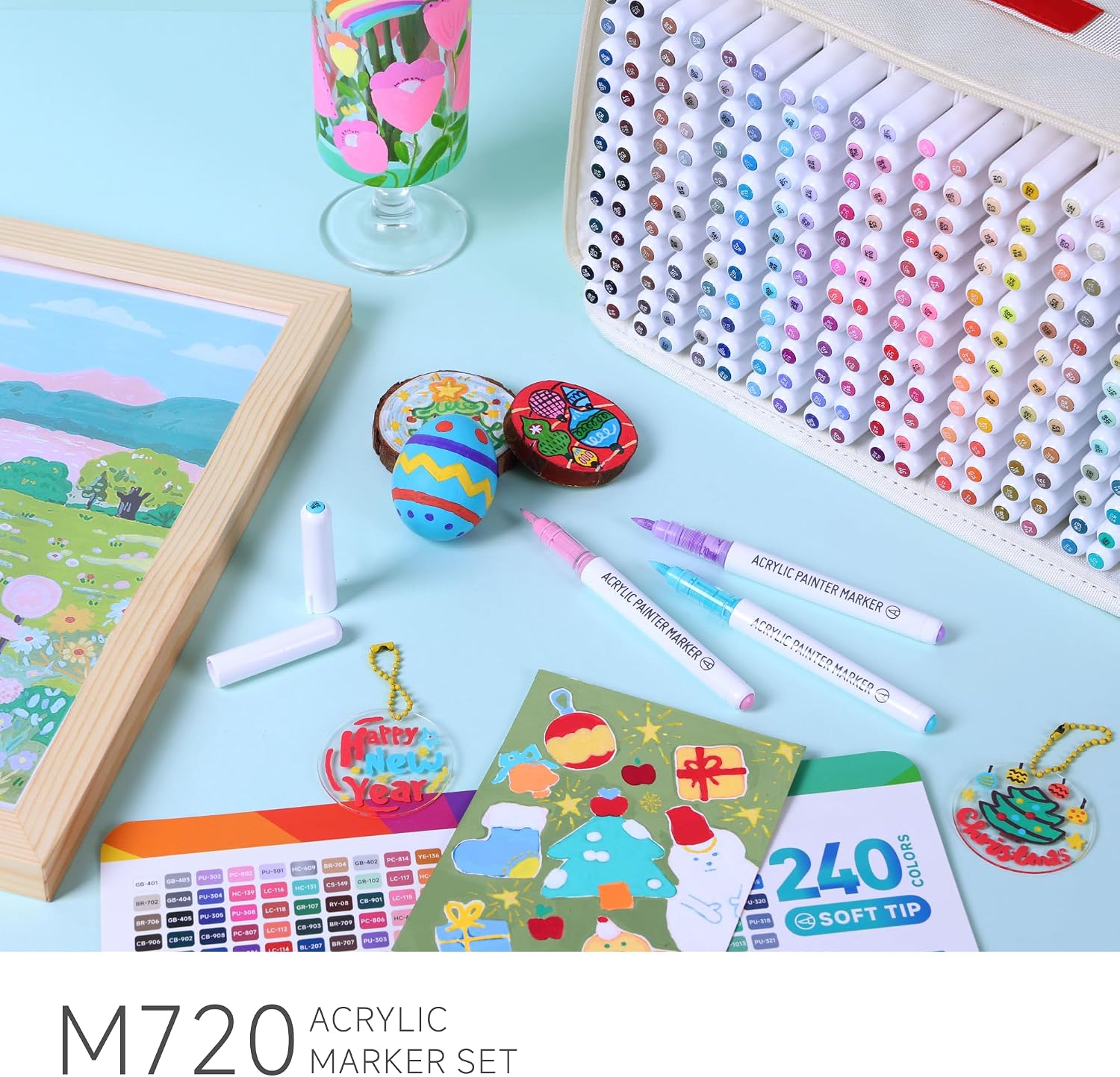 Ddaowanx 288 Colors Acrylic Paint Markers, Soft Brush Tip Marker Pens Set, Acrylic Paint Pens for Fabric, Wood, Stone, Canvas, Glass, Egg, Rock Painting, DIY Crafts and Art Supplies