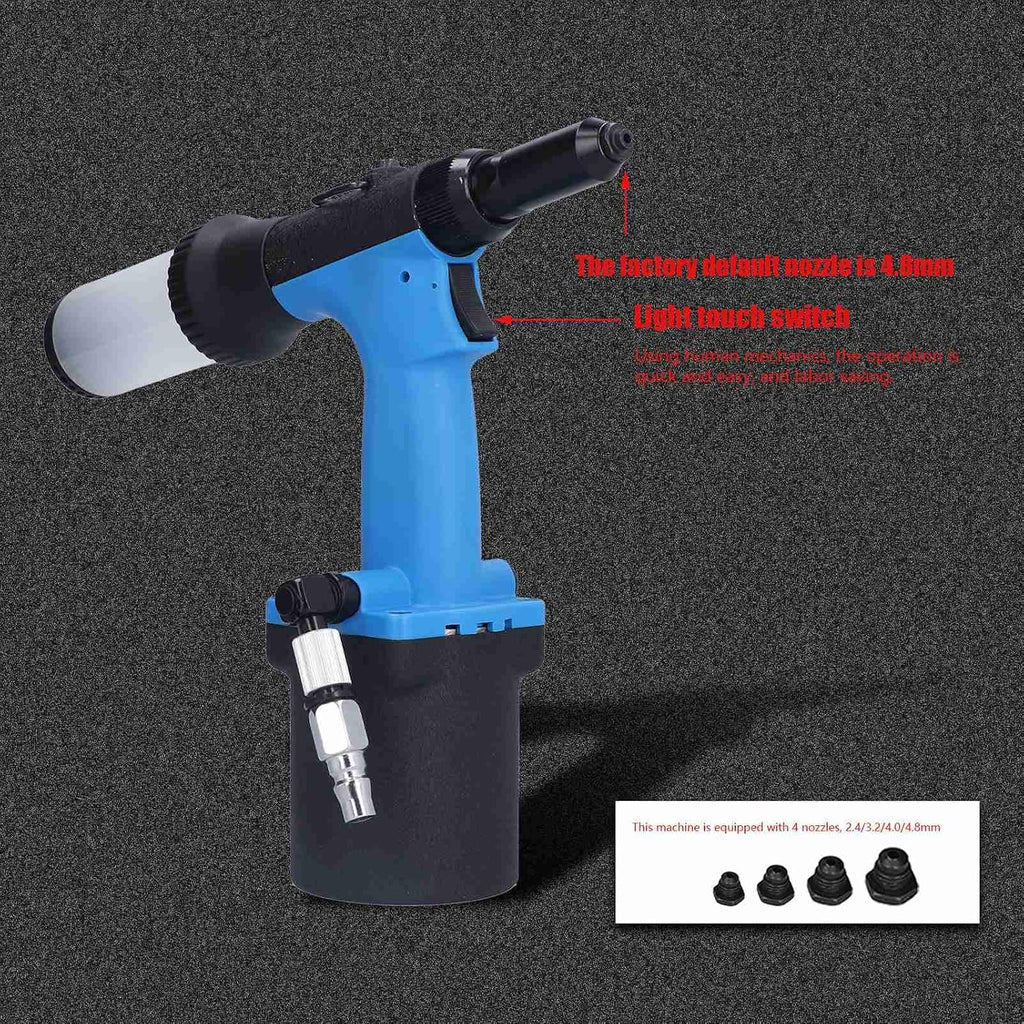 Pneumatic Rivet Gun KV - 7081X, Air Riveting Tool with 18.0KN Pulling Force, Self - Priming Hydraulic Design for 2.4-4.8mm Aluminum Iron Stainless Steel Rivets,
