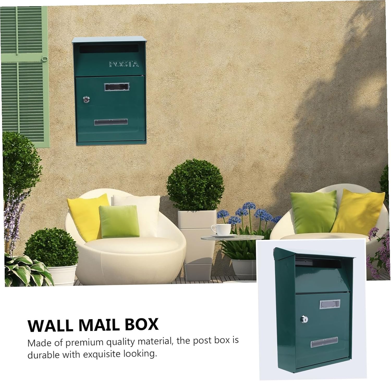 POPETPOP 2pcs Decorative Wall-Mounted Metal Mailbox Lock Vintage Design Suggestion Box for Home and Garden and Secure Post Box for Outdoor Use