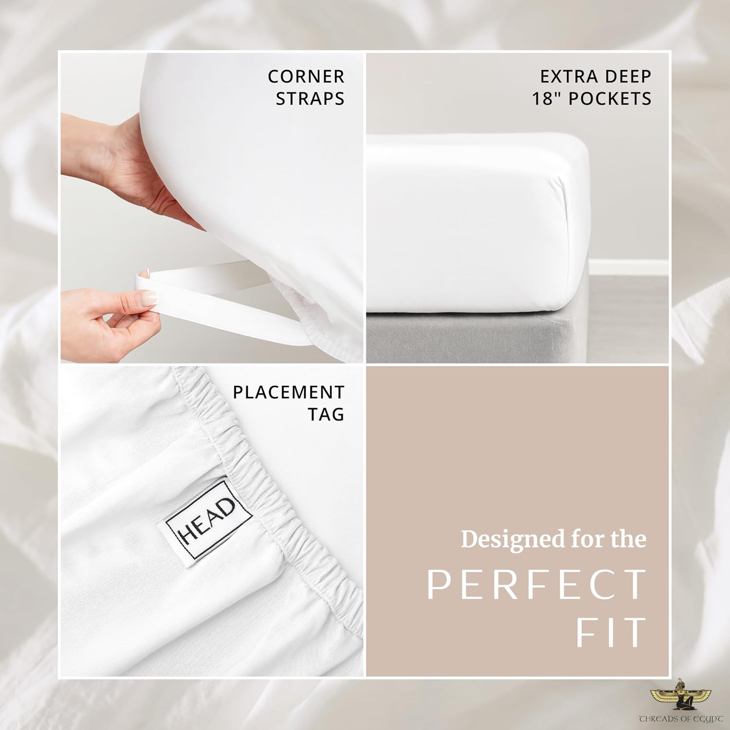 100% Egyptian Cotton Sheets Split King Size | 400 Thread Count | CEA Gold Seal Certified | Ultra Soft | Cooling for Hot Sleepers | 18' Deep Pocket | Split King Size [White]