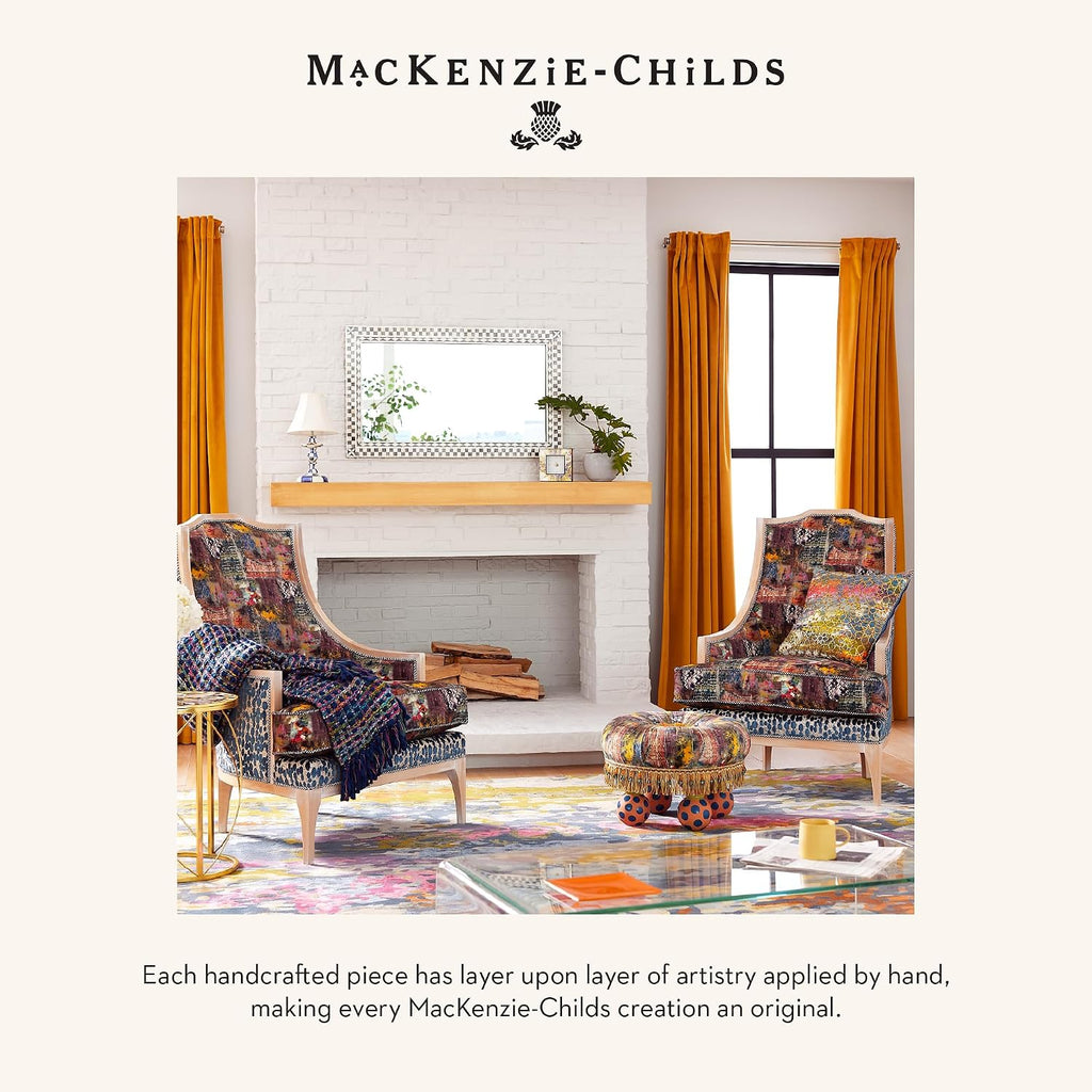 MACKENZIE-CHILDS Candlestick Lamp, Decorative Lamp for Living Room or Bedroom, Blue-and-White Royal Check