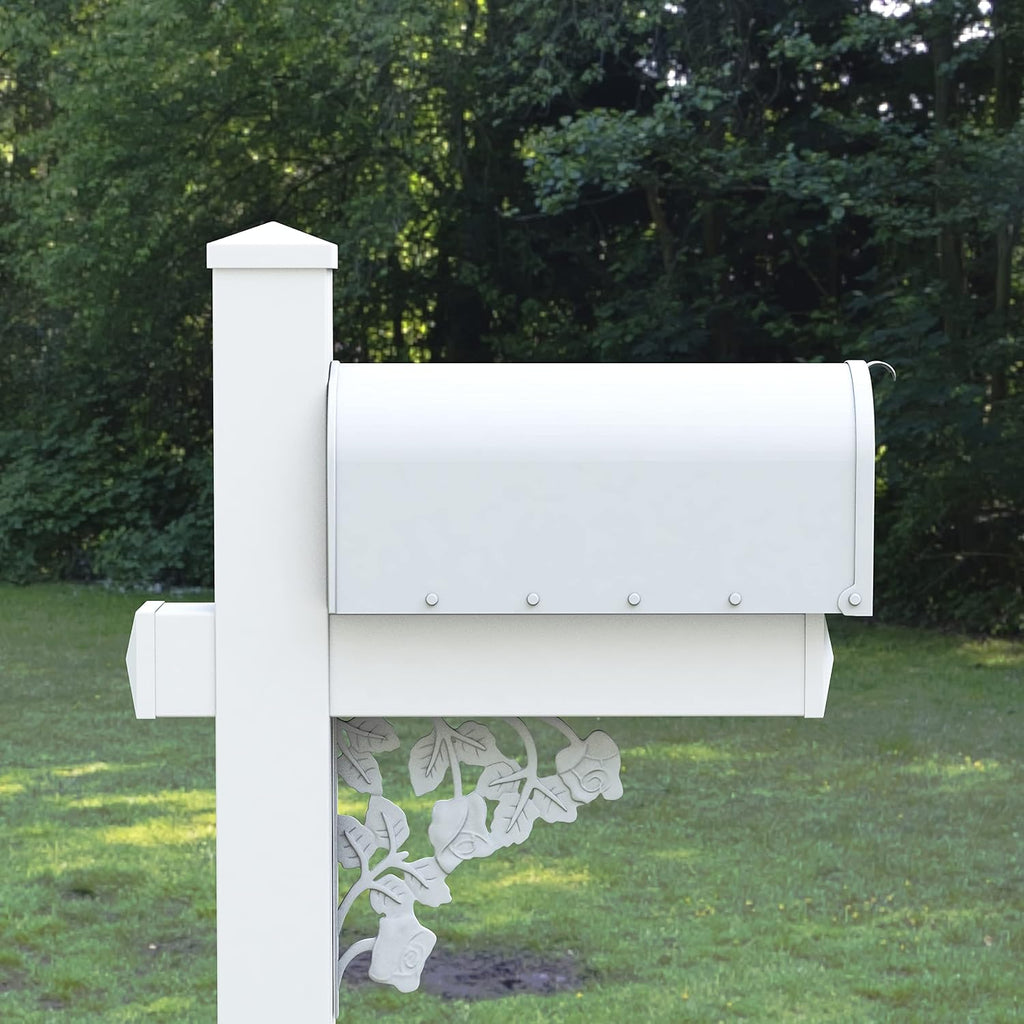 4Ever Products Nixon Vinyl/PVC Mailbox Post with Mailbox, Traditional Style, White