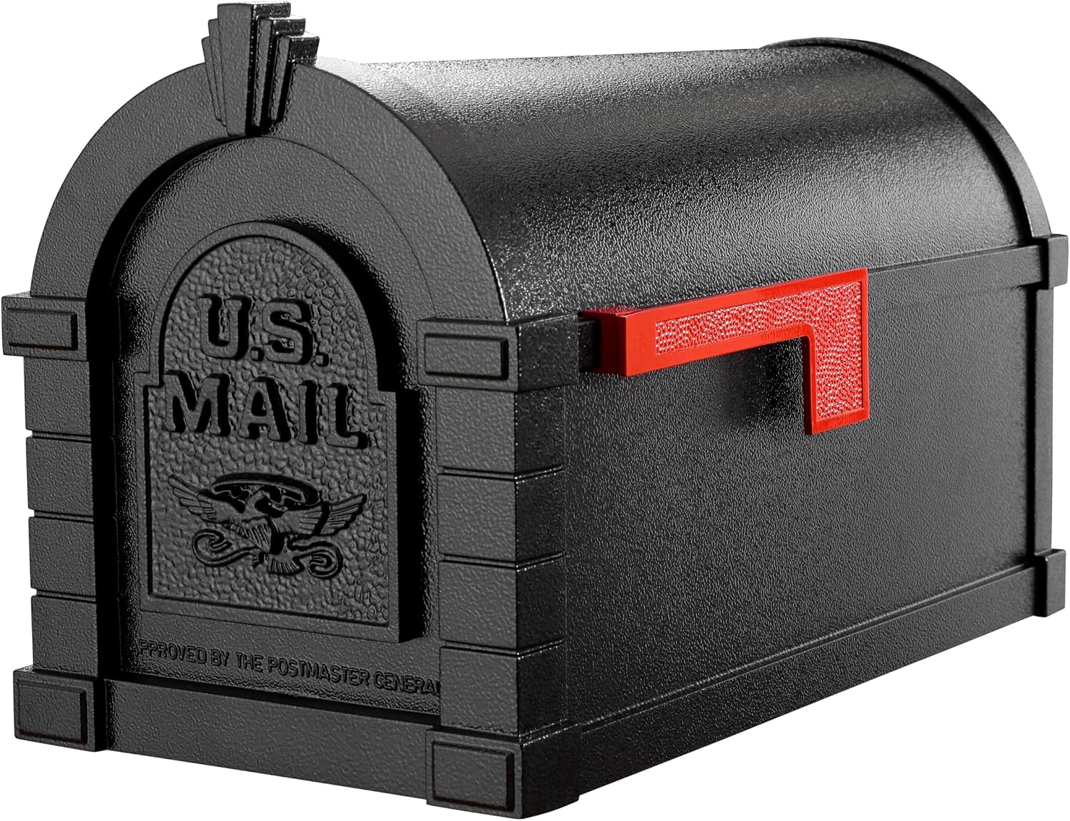 Gaines Keystone Series Mailbox - Black with Black Eagle - Durable Cast Aluminum with Solid Brass Accents