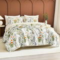 Lady Ann Oversized King Quilt Bedspreads 120x120-100% Cotton Floral California King Size Quilt Bedding Set Yellow Flowers & Leaves Pattern Plant Botanical Printed Quilted Coverlet Set, 3 Pcs