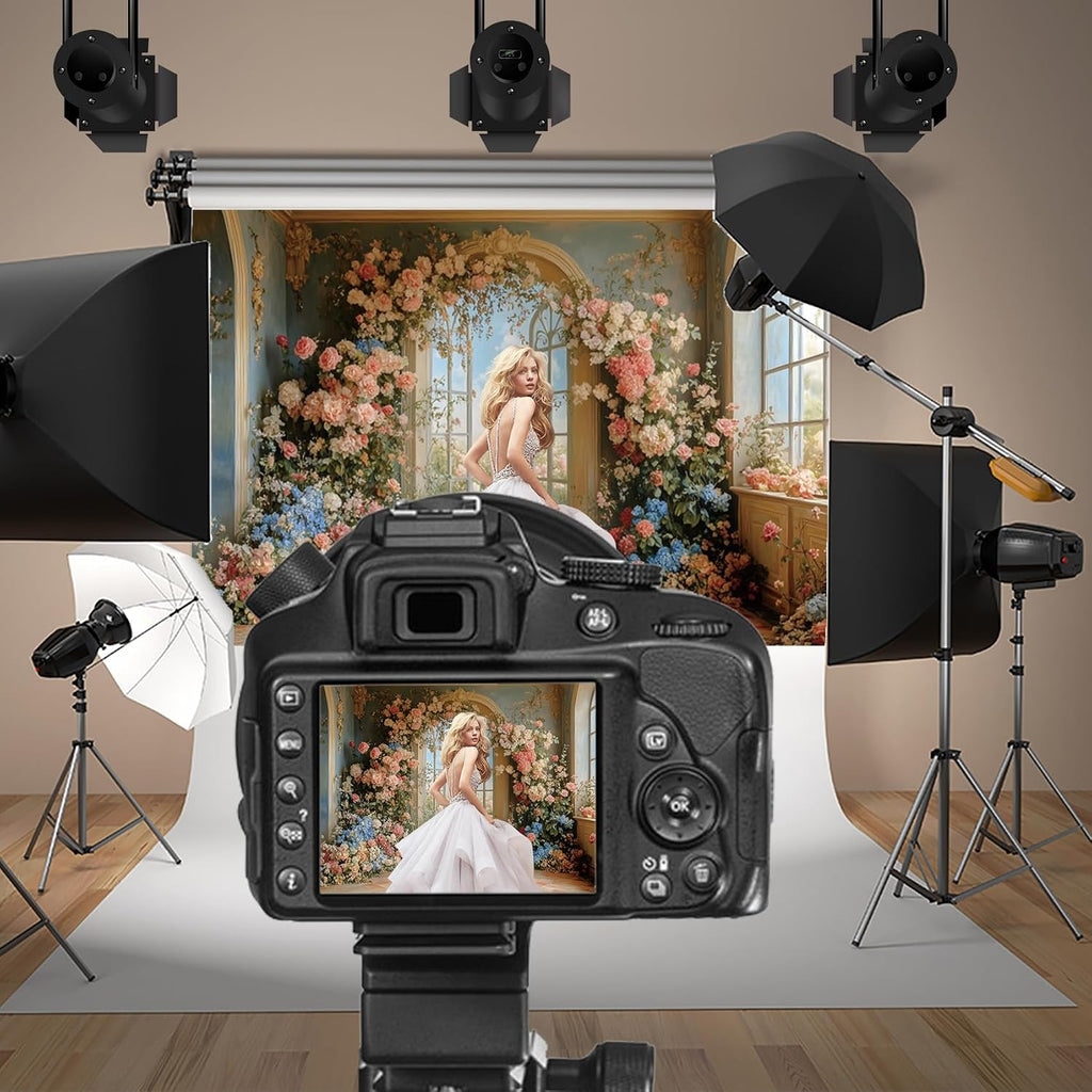 20x10ft Flower Wall Backdrop Photography European Style Oil Painting Floral Wedding Background Women Girls Lady Birthday Party Decorations Wedding Bridal Shower Banner Supplies Props Video