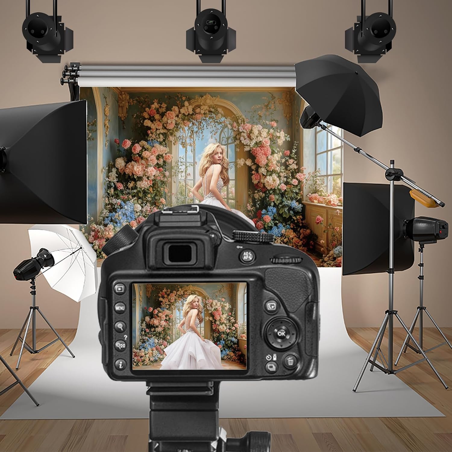 20x10ft Flower Wall Backdrop Photography European Style Oil Painting Floral Wedding Background Women Girls Lady Birthday Party Decorations Wedding Bridal Shower Banner Supplies Props Video