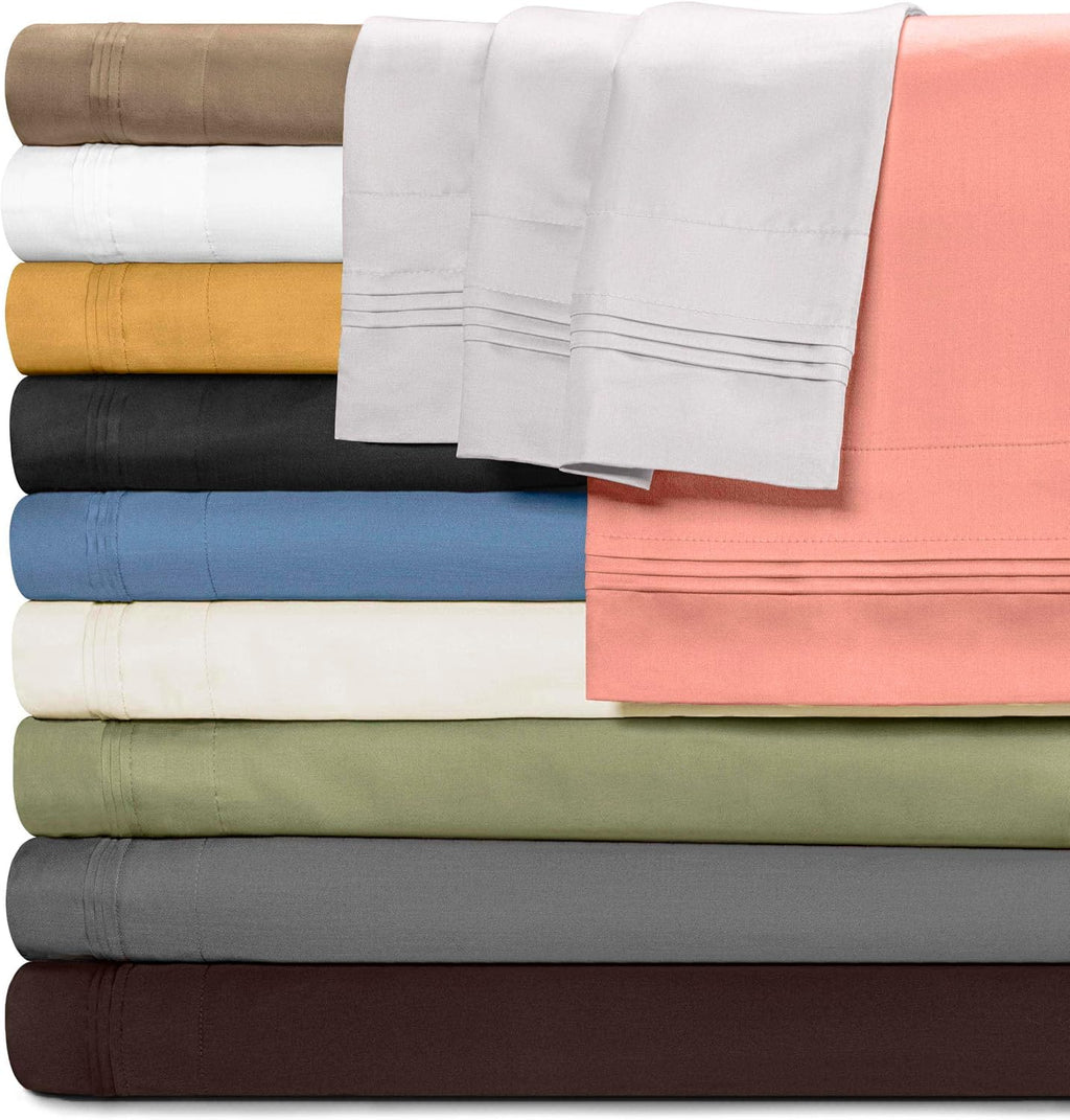 Superior Egyptian Cotton 4 Piece Sheet Set, Luxury 1500 Thread Count, Eco-Friendly, Sustainable Sheets, Ultra-Soft Basics, Solid, Deep Pocket Fitted Sheet, Flat Sheet, Pillowcases, Queen, White