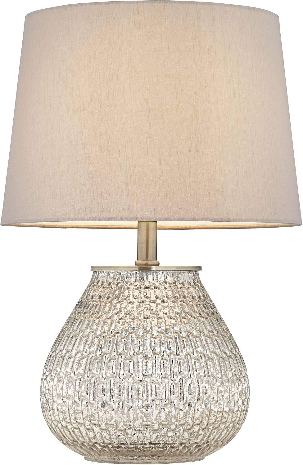 360 Lighting Zax Country Cottage Small Accent Table Lamp 19 1/2' High Teardrop Silver Mercury Glass Gray Fabric Drum Shade Decor for Bedroom House Bedside Nightstand Home Office Reading