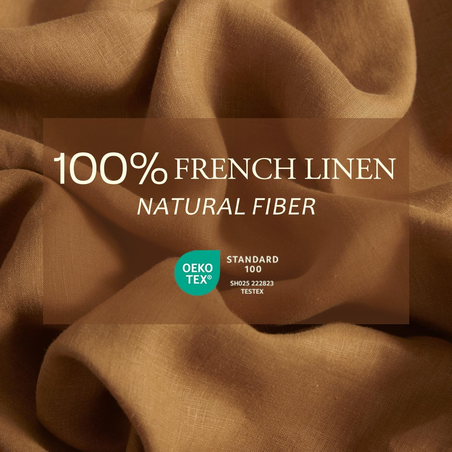 DAPU 100% Linen Duvet Cover Set - Pure Natural French Flax Linen with Corner Ties and Zipper Closure Soft Breathable Durable for Hot Sleepers 1 Duvet Cover 2 Pillowcases (Earthy Linen, Queen)
