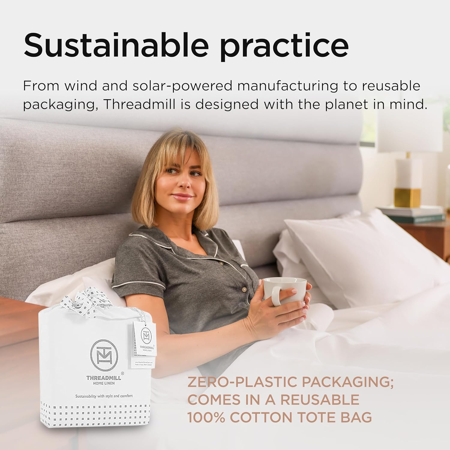Threadmill 100% American Supima Cotton Sheets, Queen Sheet Set 1000 Thread Count Luxury 4 PC Luxury Bedding Set, Hotel Quality Sateen Weave, Hotel White Sheets with Elasticized Deep Pocket