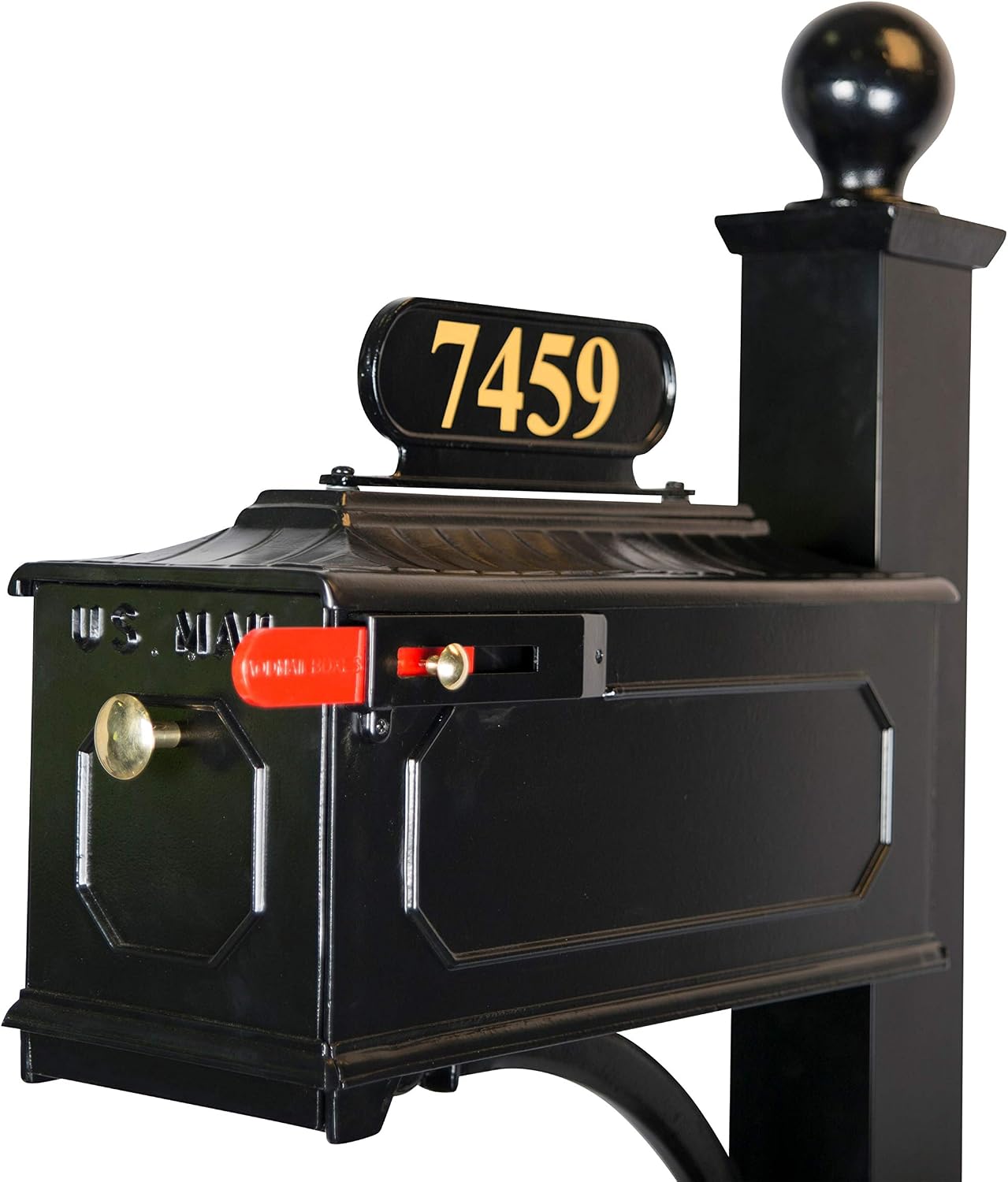 Lakeside Mailbox and Post System – Black, Rust-Resistant, Complete Mailbox Includes Address Plate, Numbers, Finial and Mounting Hardware