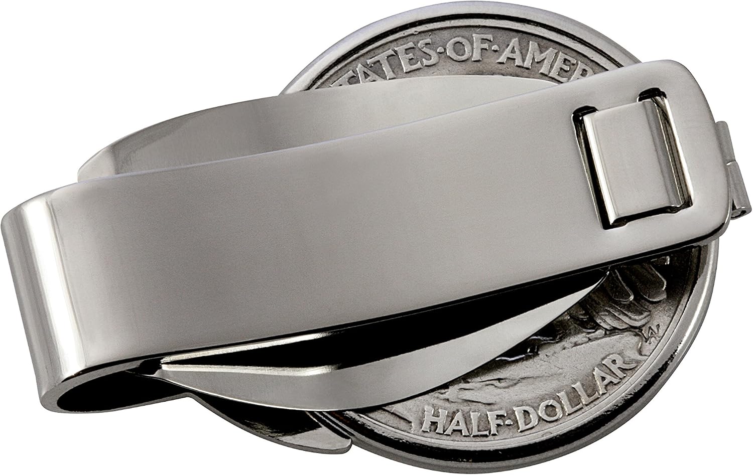 Coin Money Clip - Silver Franklin Half Dollar | Brass Moneyclip Layered in Silver-Tone Rhodium | Holds Currency, Credit Cards, Cash | Genuine U.S. Coin | Includes a Certificate of Authenticity