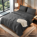 LBRO2M 100% Cotton 1200 Thread Count King Size Sheets Set,16 inches Deep Pocket,Bed Sheet 4 Piece Sets （Black, King ）