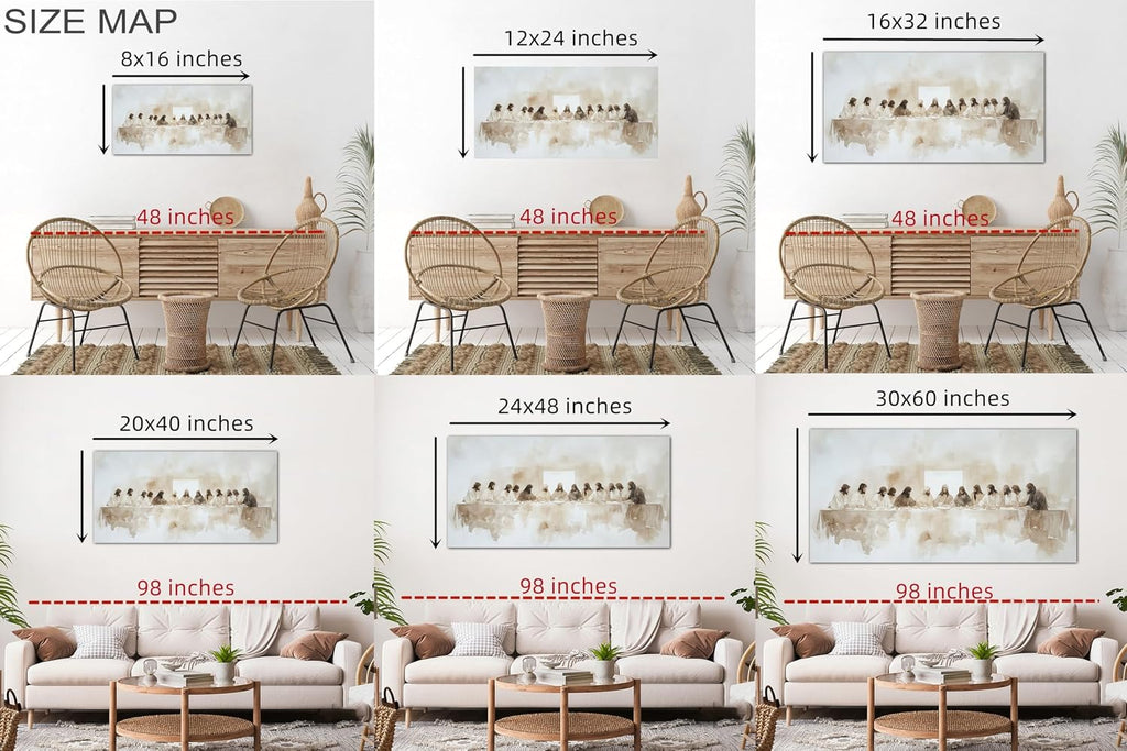 WAXWHELK The Last Supper Canvas Wall Art Dining Room Decor, Christian Jesus Religious Painting, Modern Art Poster Picture for Home Restaurant Living Room Ready to Hang, 60L x 30W