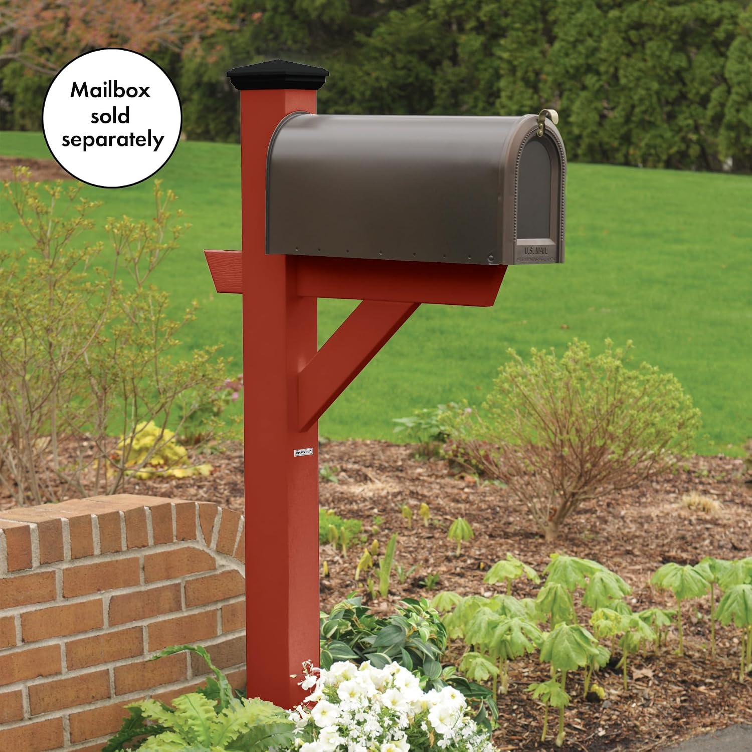 highwood AD-MLBX1-RED Hazleton Mailbox Post, Rustic Red