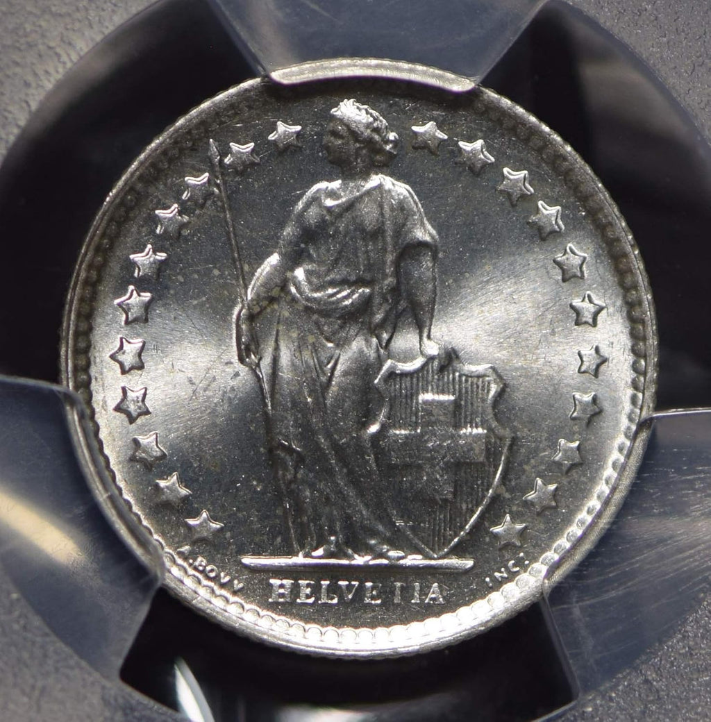 Collectible Coin Switzerland 1964 1/2 Franc PCGS MS66 blasting luster rare grade PC0562