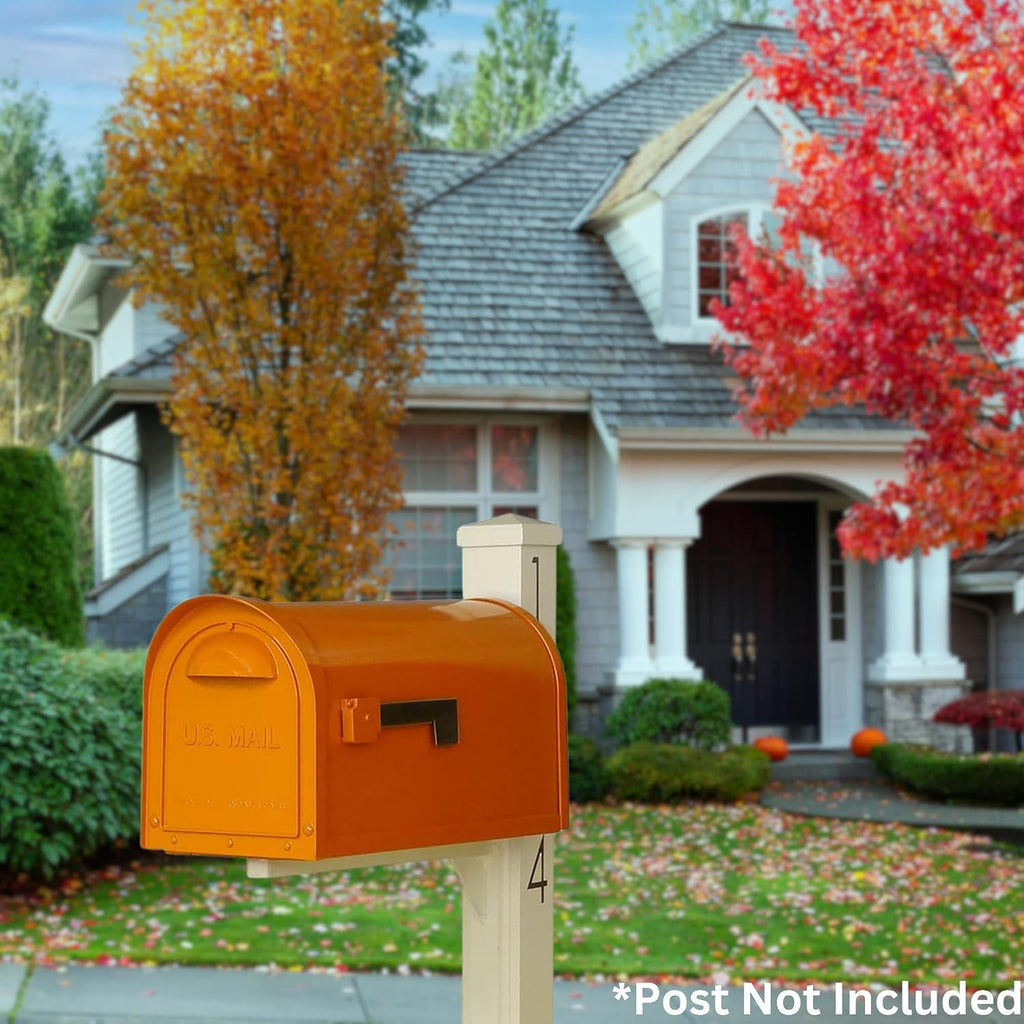 Special Lite Modern Dylan Curbside Mailbox - Orange Aluminum Mailbox for Post Mount - SCD-1008-ORG