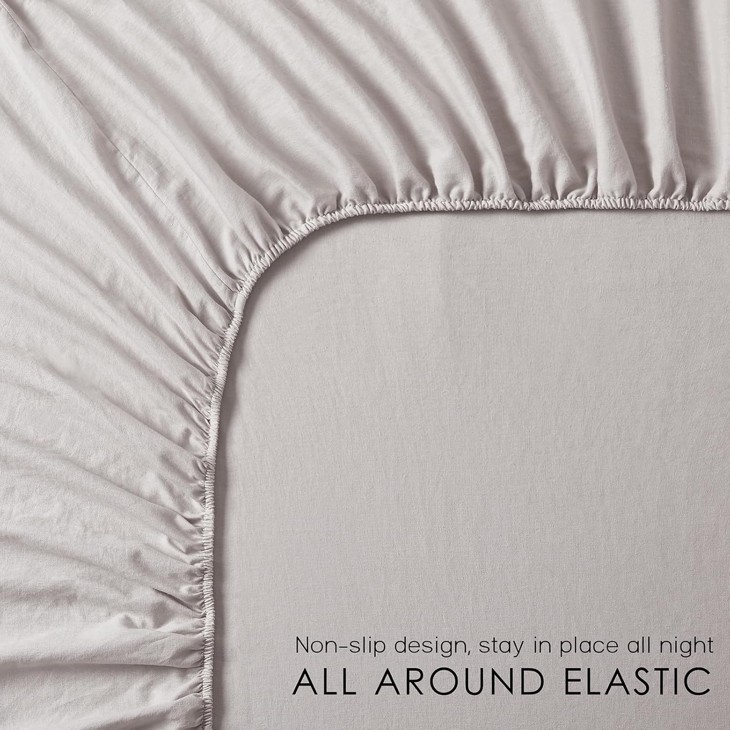 4Pcs Organic Linen Sheets Full Size, 100% French Linen from Normandy, Breathable Natural Linen Full Sheet Set with 16 Inch Deep Pocket, 1 Flat Sheet, 1 Fitted Sheet, 2 Pillowcases