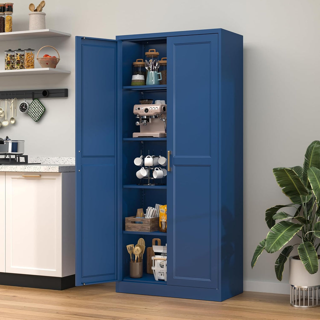 71' Metal Tall Kitchen Pantry Cabinet,Storage Cabinet with Doors and Adjustable Shelves,Modern Kitchen Hutch Cabinets,Freestanding Cupboard for Dining Room