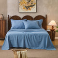 100% Linen Sheets Queen Size,Breathable & Durable 4-Piece Bed Flax Sheet Set,Soft All-Season Bedding for Hot Sleepers 16' Deep Pocket Oeko-TEX Certified,（Queen, Dusty Blue）