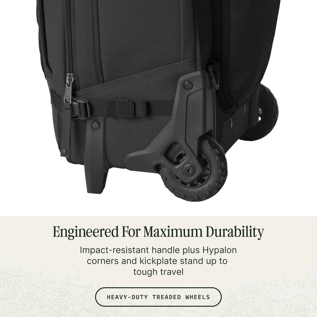 Eagle Creek Gear Warrior XE 2-Wheel Convertible Carry-On Luggage for Travel Essentials - Heavy Duty Wheels - Lockable Zippers - Interior Laptop Sleeve - Black - 21.75'
