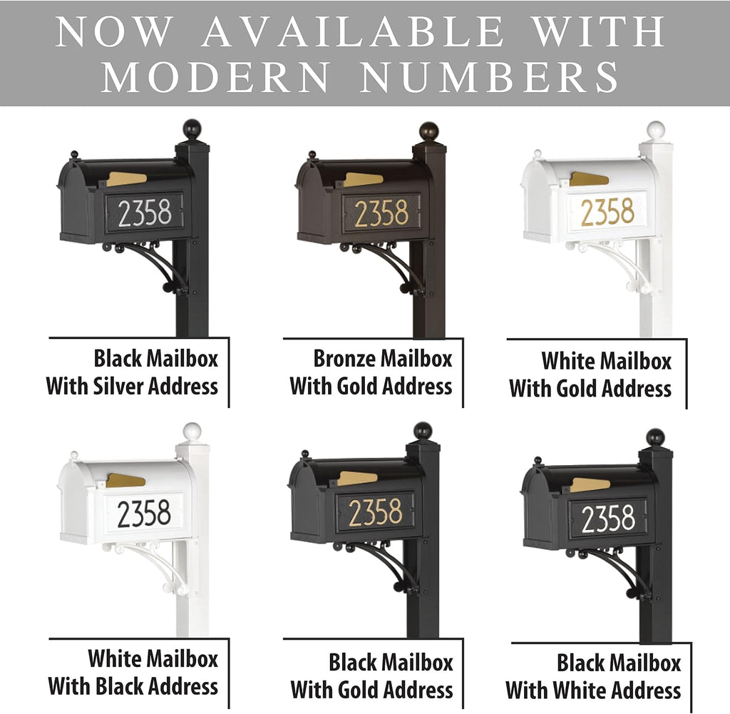 Whitehall™ Personalized Whitehall Capitol Mailbox with Side Address Plaques and Post Package (4 Colors Available)