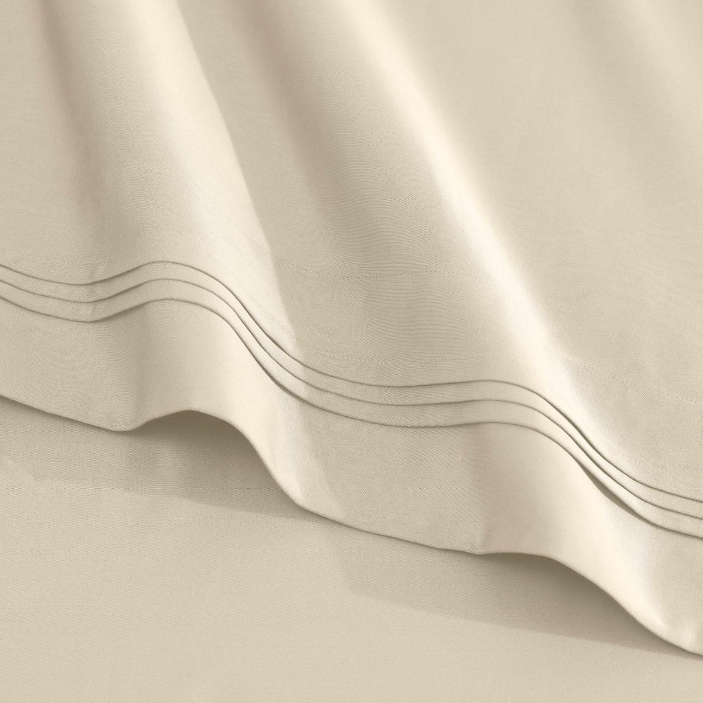Superior Egyptian Cotton 4 Piece Sheet Set, Luxury 1000 Thread Count, Modern Design, Sustainable Sheets, Ultra-Soft Basics, Solid, Deep Pocket Fitted Sheet, Flat Sheet, Pillowcases, King, Ivory
