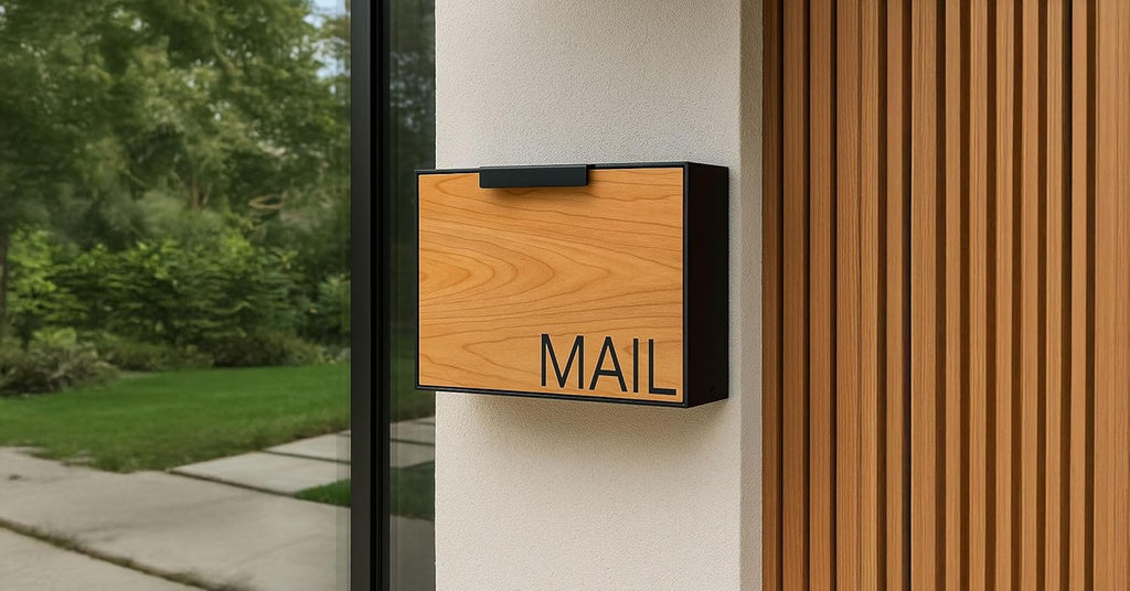 Movo Home Wall Mount Mailbox, Modern Wood Mailbox for House Allen