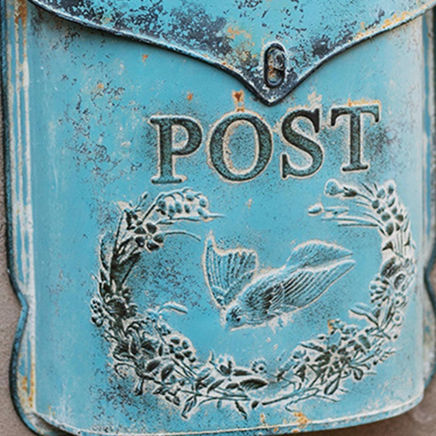 MELPHI Vintage Wall Mailbox, Metal Mailbox Large Capacity, Vintage Post Box with Cover, Wall Mount Mail Box for Garden, Outside, Coffee, Shop, Rustic Farmhouse (Color : Green)