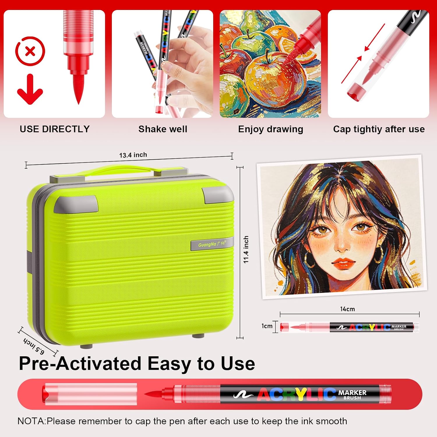 408 Colors Acrylic Paint Markers Set Soft Brush Tip, Includes 360 Colors Acrylic Markers & 48 Colors Metaliic Markers, Odorless, Waterproof, Quick-Dry, for Rock Painting, Canvas, Egg & DIY Crafts
