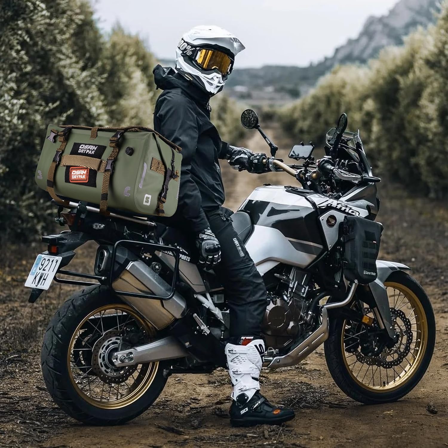OSAH DRYPAK Waterproof Motorcycle Tail Bag, 40L Waterproof Duffel Bag, Motorcycle Dry Bag, Multifunctional Luggage Bag with Shoulder Straps for Travel, Camping, Fishing