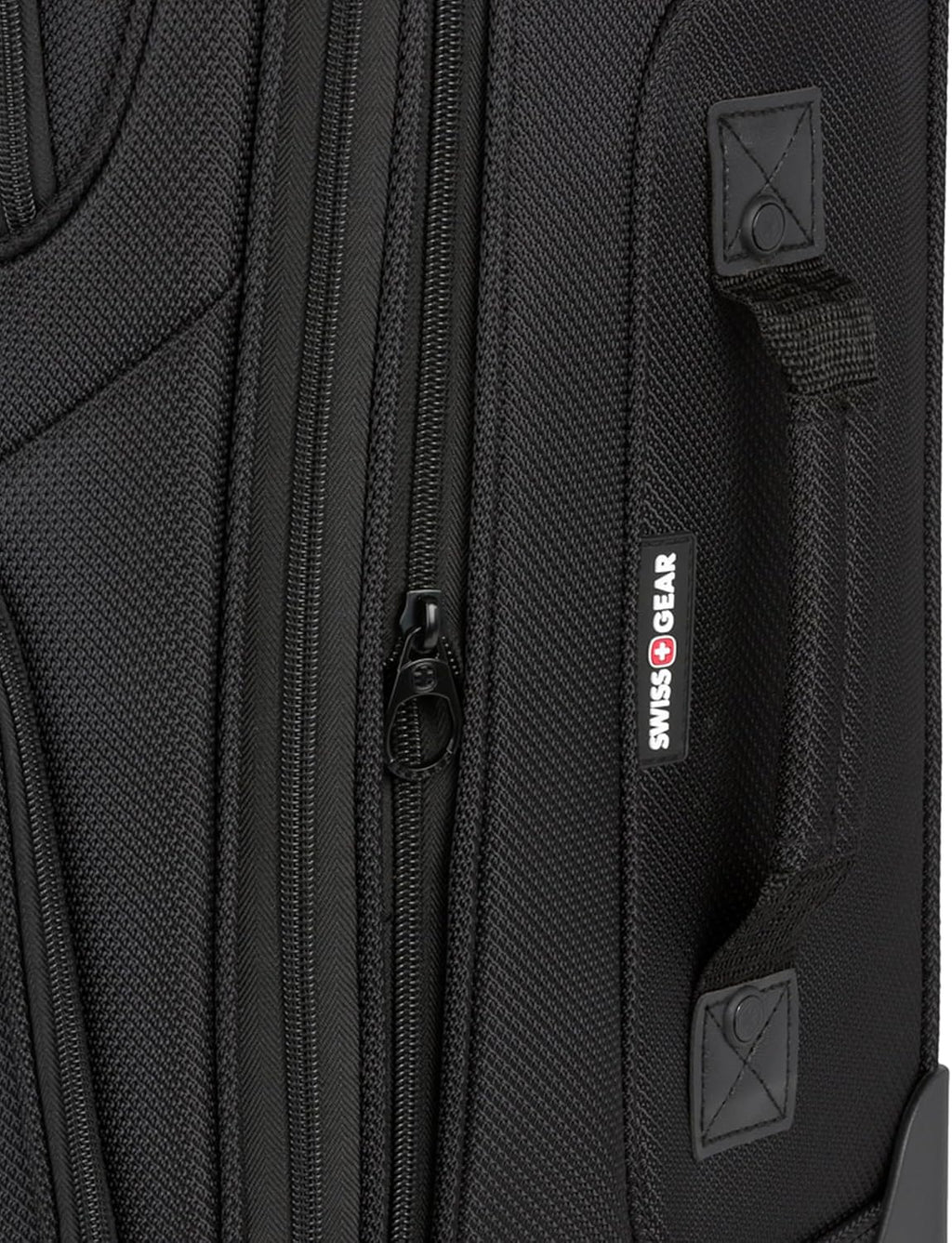 SWISSGEAR Sion Softside Expandable Spinner Luggage Durable Lightweight Travel Suitcase, Black, 2-Piece Set (Carry-On/Large)
