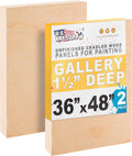 U.S. Art Supply 36' x 48' Unfinished Cradled Wood Panels for Painting, Gallery 1-1/2' Deep (2 Pack) - Artist Depth Wooden Wall Canvases - Mixed-Media Craft, Acrylic, Oil, Encaustic, Paint Pouring
