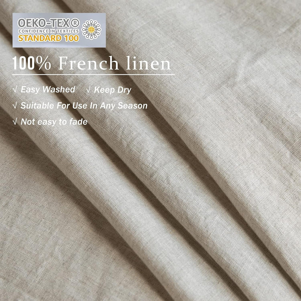 XZ XIFA Linen Duvet Cover Queen Size,100% Natural French Flax, Breathable & Durable Bedding, Farmhouse Cooling Duvet Cover Sets 3pcs-1 Duvet Cover and 2 Pillowcases(Queen Size, Linen)