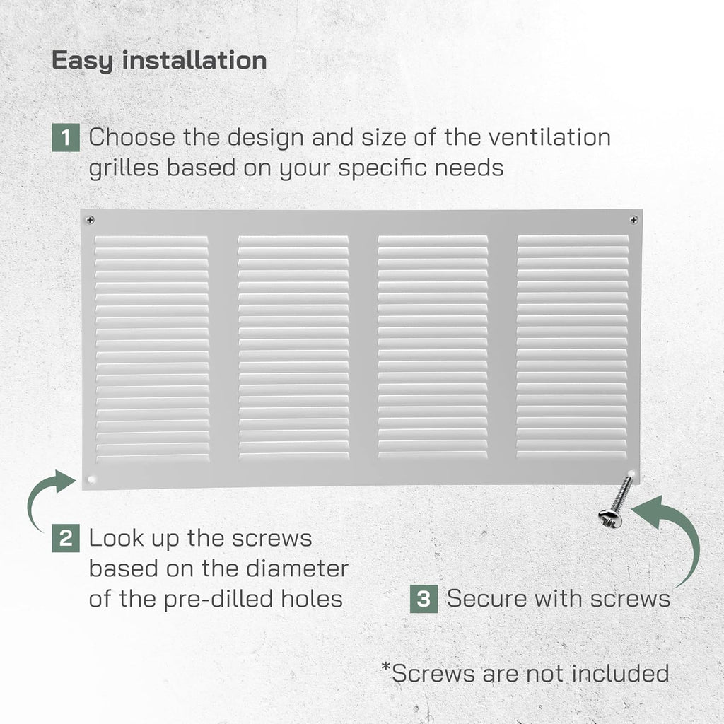 Vent Systems 16' x 8' Inch (Overall Dimensions) Pack of 10 - White - Air Vent Cover Metal Air Return Grill with Built-in Mesh Guard Screen HVAC Vent Duct Cover for Home Improvement